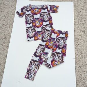 Little Bum  Bums Colorful Lion Print Pajama Set Size 3T